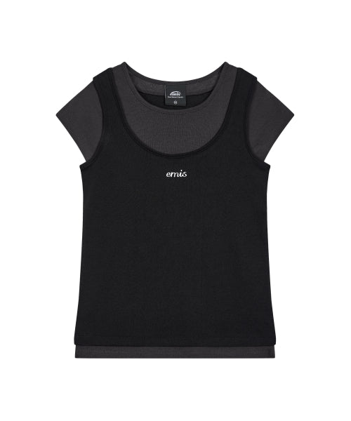 EMIS EMIS T-Shirt Layered Look - Black
