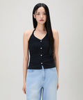 MIXXO MIXXO T-Shirt Dot Halter Button Sleeveless