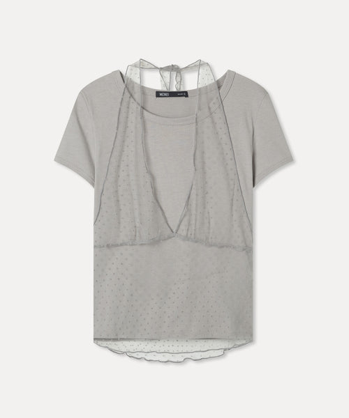 MIXXO MIXXO T-Shirt Mesh Layered Short Sleeve (C, S)