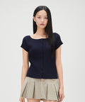 MIXXO MIXXO Cardigan Boat Neck Cap Sleeve