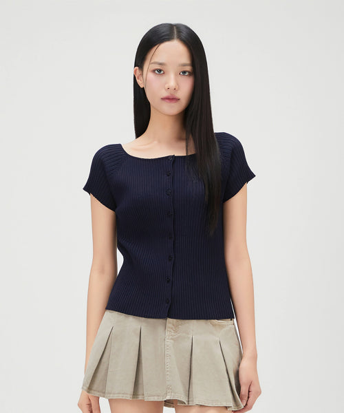 MIXXO MIXXO Cardigan Boat Neck Cap Sleeve