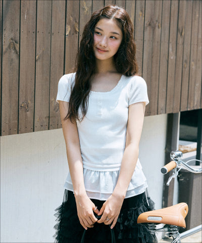 MIXXO Frill Layered Short Sleeve Knit Women