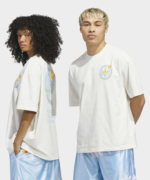 ADIDAS ADIDAS Basketball Crest Tee - White: Ice Blue