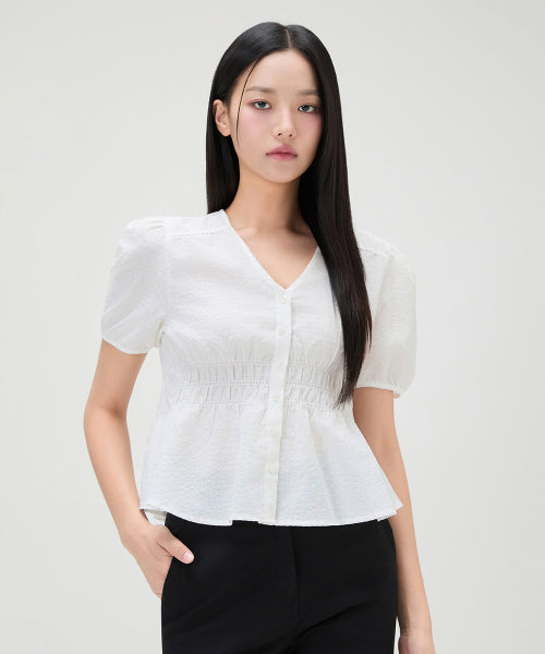 MIXXO MIXXO V-neck Shirring Blouse C