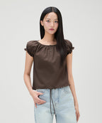 MIXXO MIXXO Round Neck Shirring Blouse