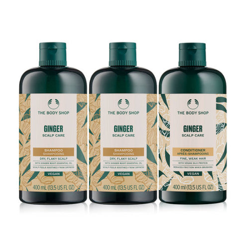 THE BODY SHOP Ginger Scalp Care Shampoo & Conditioner 400ML Set (2 Shampoos + 1 Conditioner) (888161)