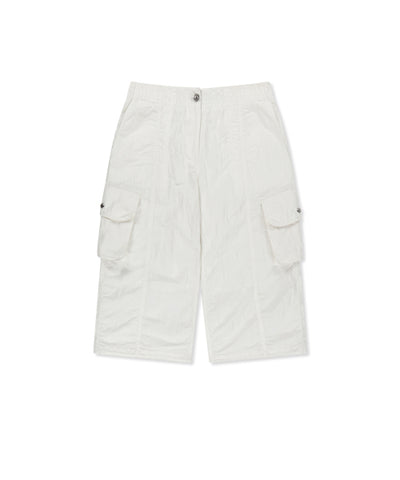 MATIN KIM Crinkle Capri Pants in White