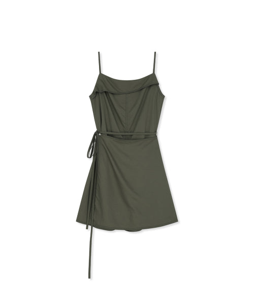 MATIN KIM MATIN KIM Sleeveless Wrap Dress Khaki