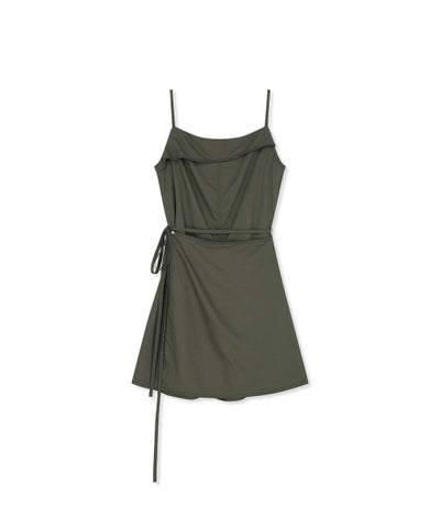 MATIN KIM Sleeveless Wrap Dress Khaki
