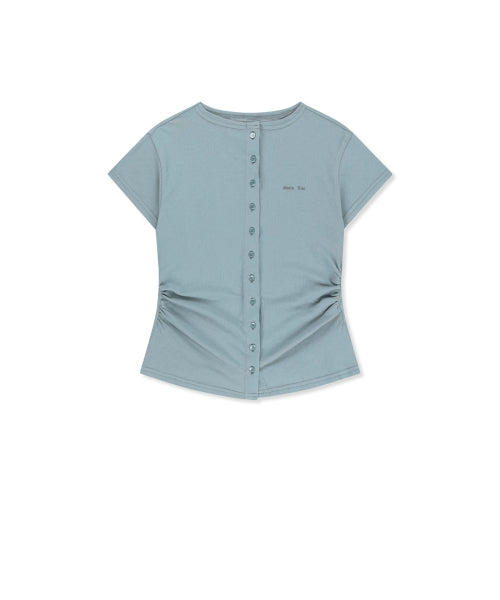 MATIN KIM MATIN KIM T-Shirt Side Shirring Button Top