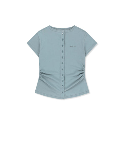 MATIN KIM T-Shirt Side Shirring Button Top