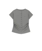 MATIN KIM MATIN KIM T-Shirt Side Shirring Button Top