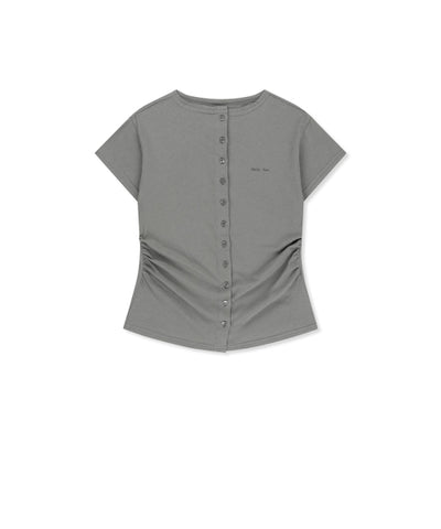 MATIN KIM T-Shirt Side Shirring Button Top