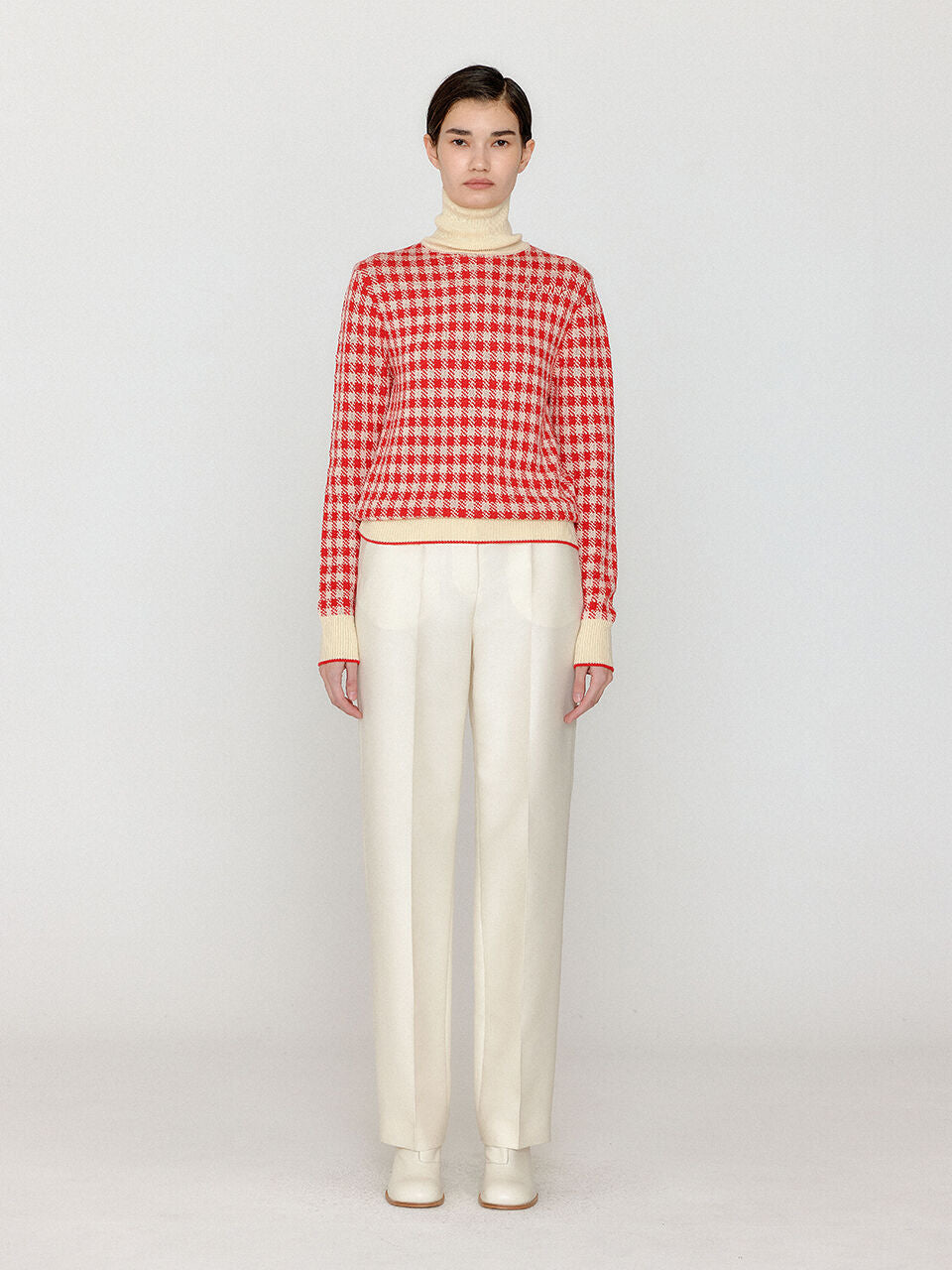 EENK EENK VINKY Gingham Check Knit Pullover - Red/Ivory
