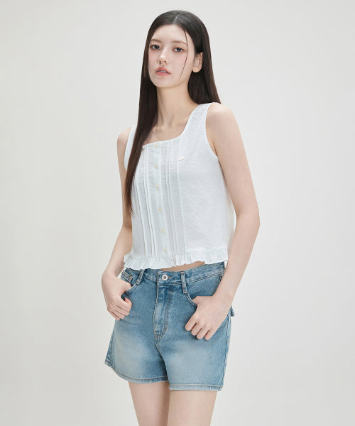 MIXXO MIXXO Frill Pin Tuck Tank Top Blouse S