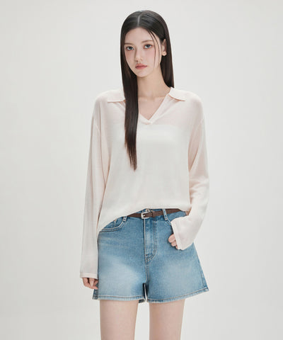 MIXXO Loose Fit Open Collar Knitwear