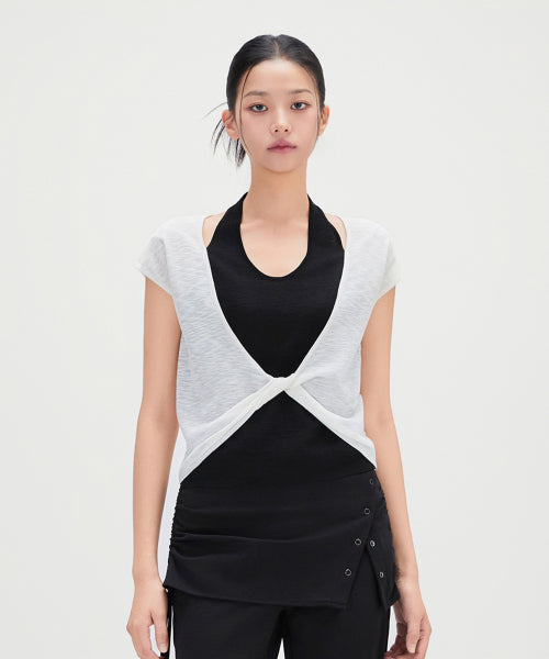 MIXXO MIXXO Layered Twisted Knitwear Short-Sleeve