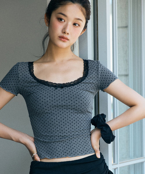 MIXXO MIXXO T-Shirt U-neck Dot Short-Sleeved