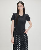 MIXXO MIXXO T-Shirt Cowl Layered Short-Sleeved