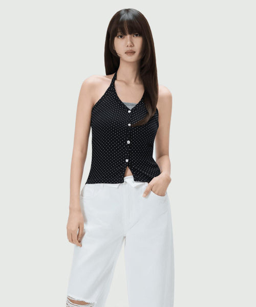 MIXXO MIXXO T-Shirt Halter Button Sleeveless