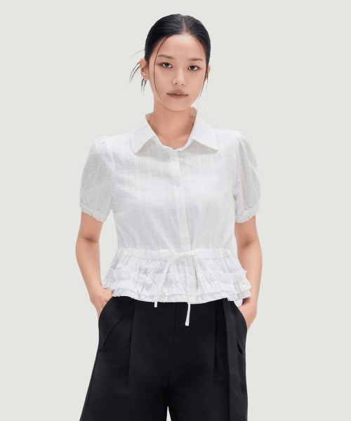 MIXXO MIXXO Shirt Collar String Blouse