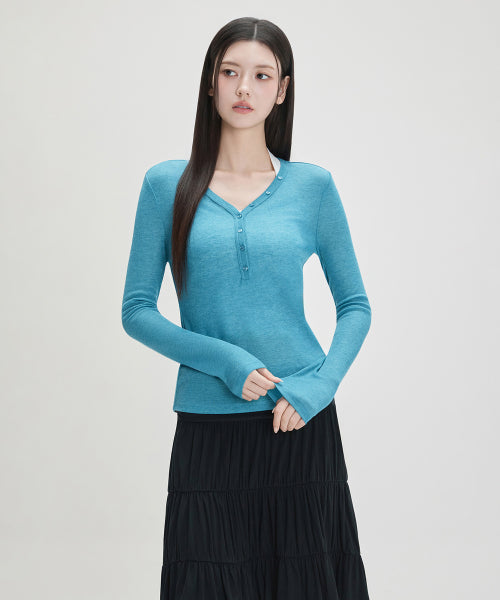 MIXXO MIXXO Button-up See-through Long-sleeved T-Shirt C