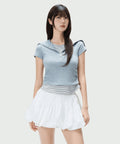 MIXXO MIXXO T-Shirt Striped Layered Zip-Up