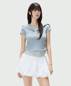 MIXXO MIXXO T-Shirt Striped Layered Zip-Up