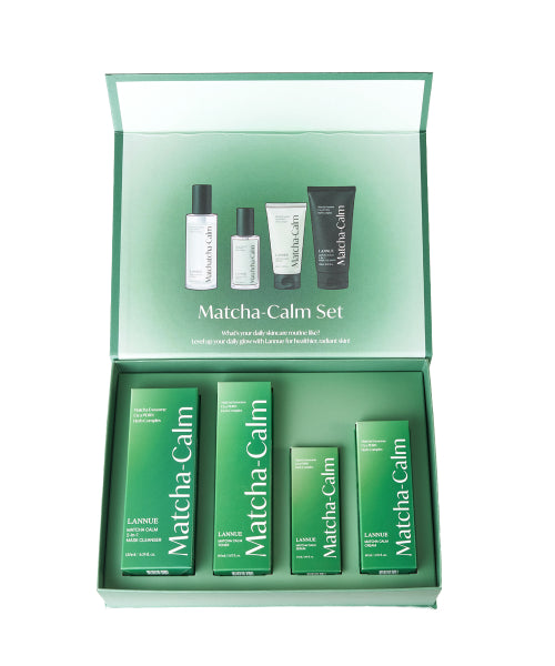 LANNUE Day routine matcha 4-piece set [1 toner, 1 serum, 1 cream, 1 pack cleanser]