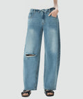 MIXXO MIXXO Denim Curved Obi Turn-Up Pants