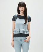 MIXXO MIXXO T-Shirt Frill Layered Short-Sleeved