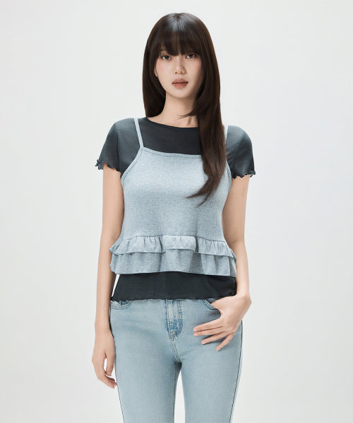 MIXXO MIXXO T-Shirt Frill Layered Short-Sleeved