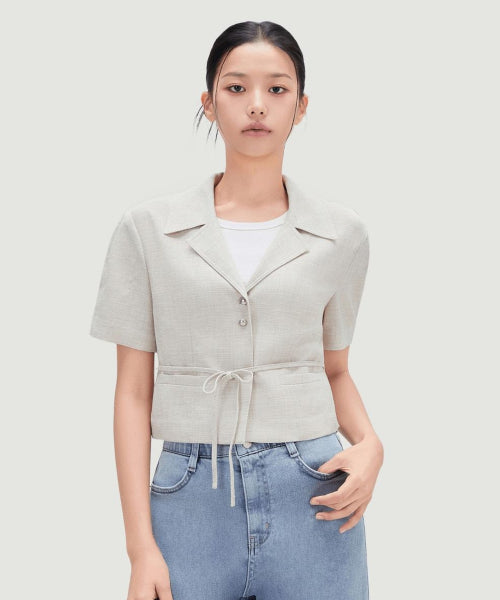 MIXXO MIXXO Cropped Jacket with Belt