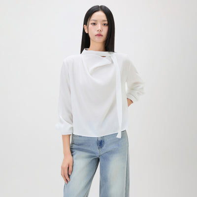 MIXXO Shirt Tie Button Blouse