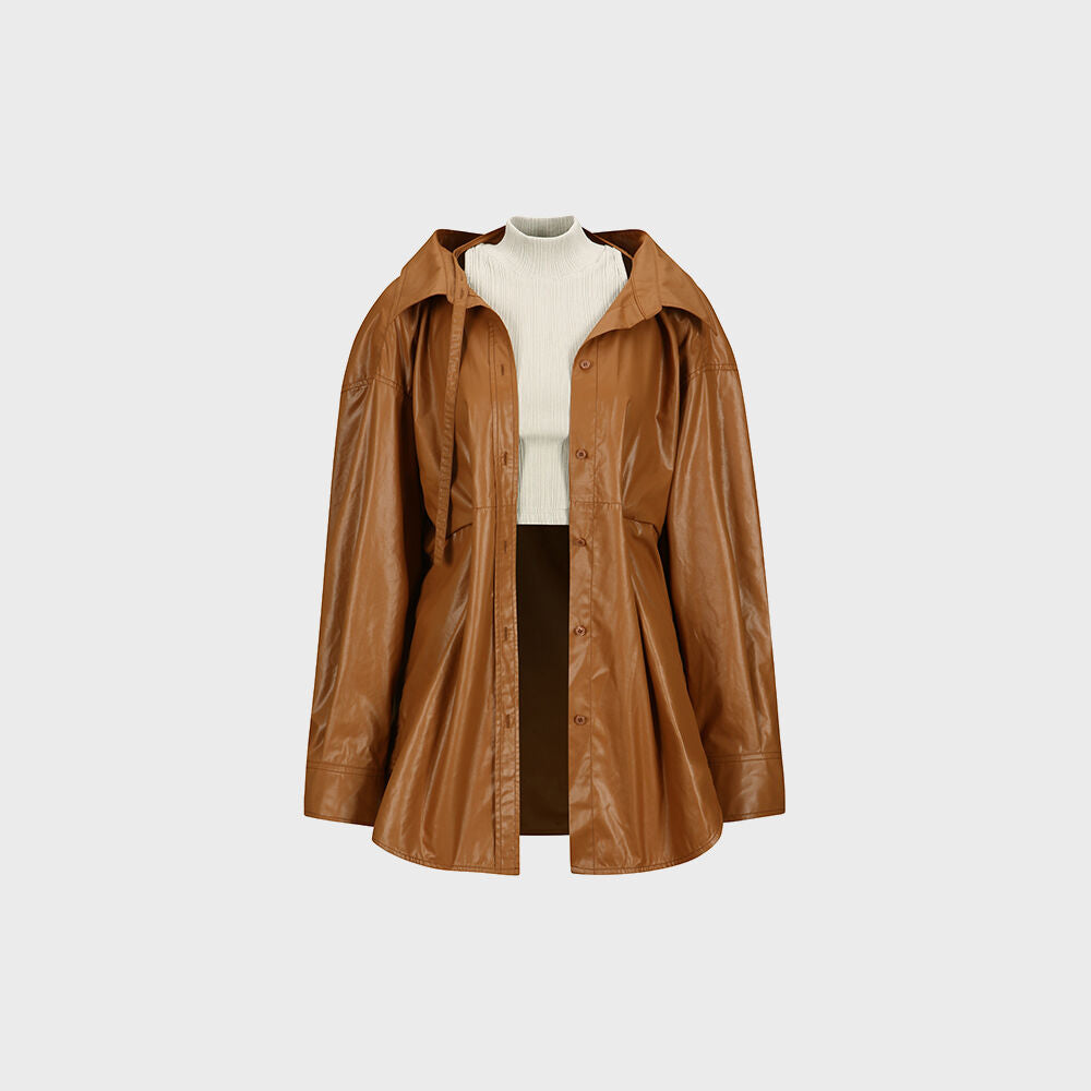 YCH LAYERED BLOUSE CAMEL (F24BL3011CM)