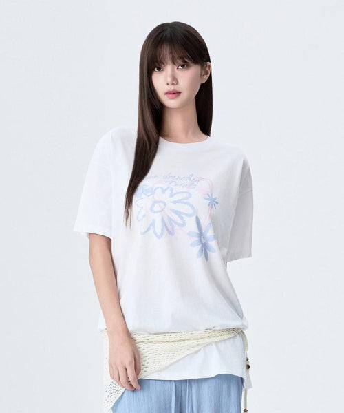MIXXO MIXXO T-Shirt Overfit Flower Graphic