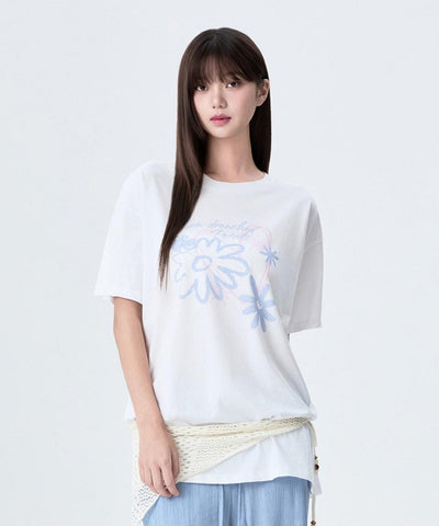 MIXXO T-Shirt Overfit Flower Graphic