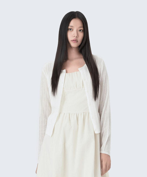MIXXO MIXXO Crochet See-Through Long Sleeve Cardigan S