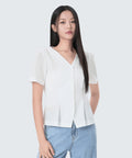 MIXXO MIXXO V-neck Short Sleeve Blouse C