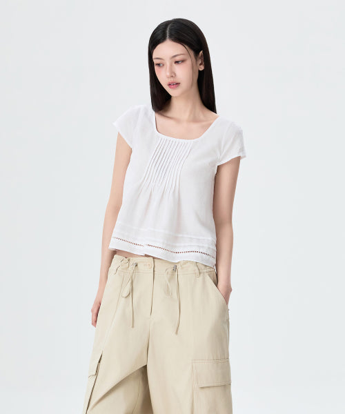 MIXXO MIXXO Linen Pin Tuck Blouse