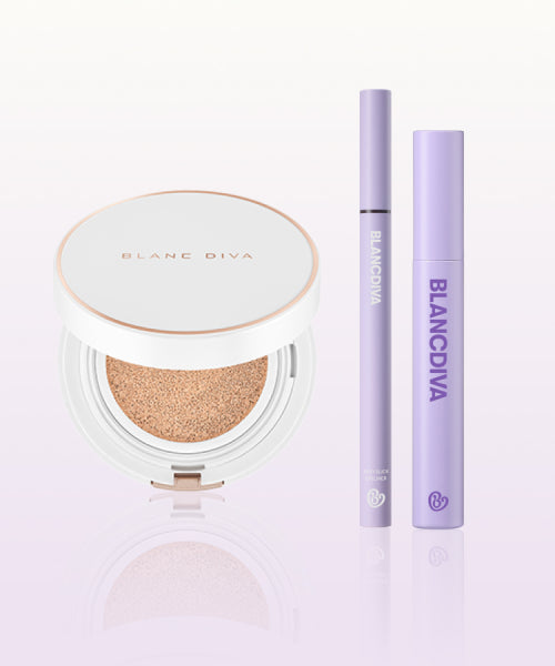 BLANCDIVA BLANCDIVA Glim Coverage Cushion Original + Curl Booster Mascara Black + Easy Sleek Eyeliner Deep Brown