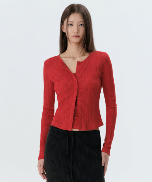 MUSINSA STANDARD WOMAN MUSINSA STANDARD WOMAN Cardigan Set Red