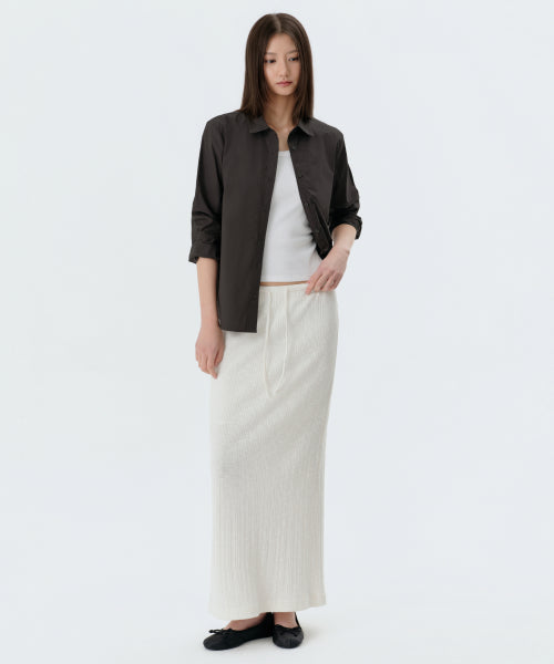 MUSINSA STANDARD WOMAN MUSINSA STANDARD WOMAN Slub Ribbed Maxi Skirt [Ivory]