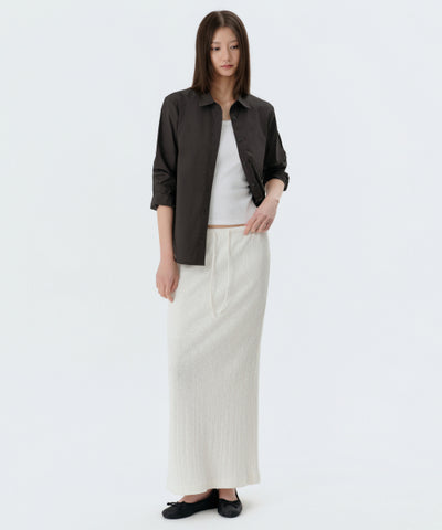 MUSINSA STANDARD WOMAN Slub Ribbed Maxi Skirt [Ivory]