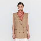 EENK EENK WINSTON Oversized Double-Breasted Vest with Scarf - Camel