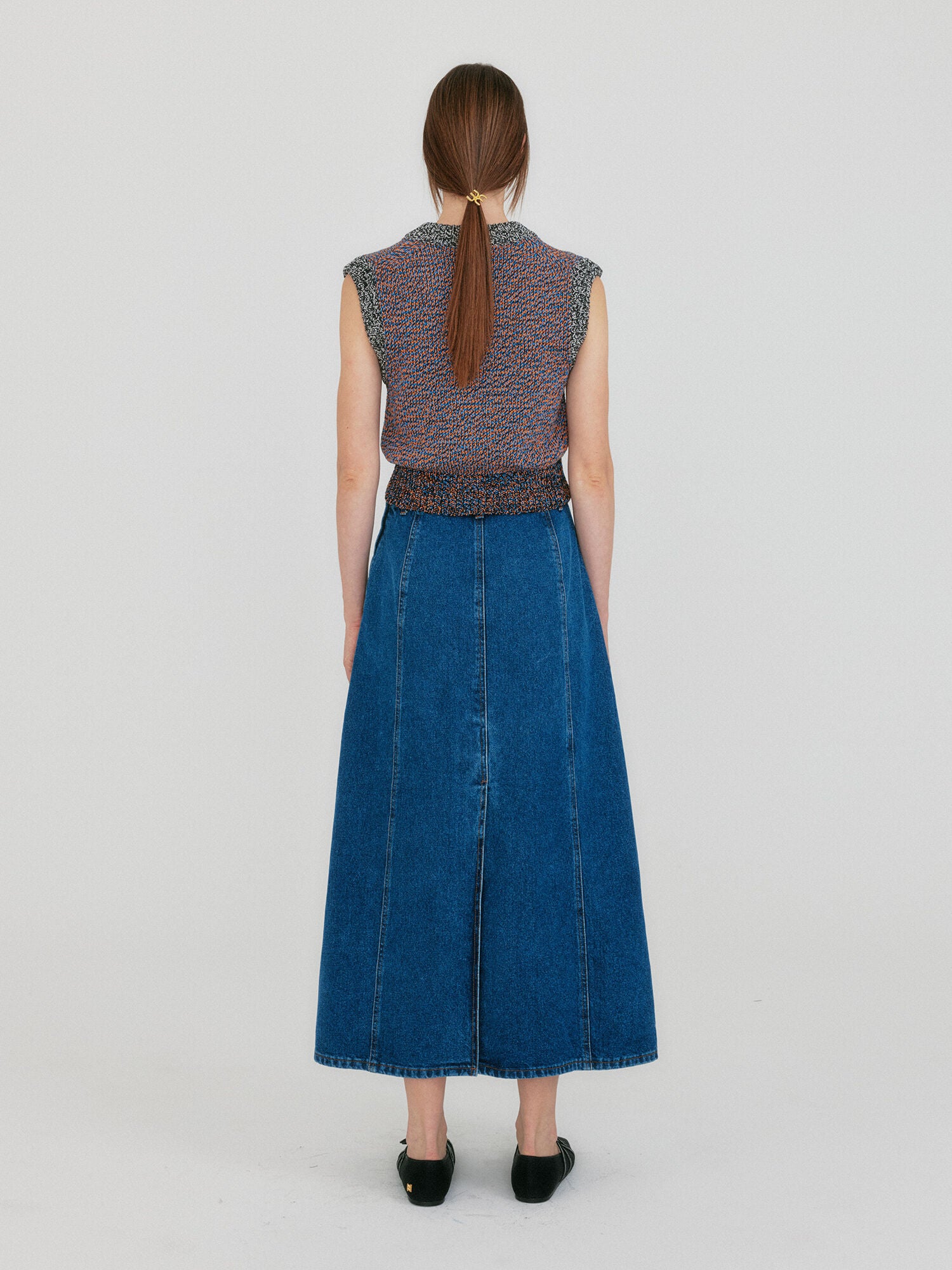 EENK ZIKKI V-neck Knit Vest - Orange/Blue Multi