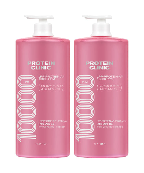 ELASTINE Protein Clinic 10000 Moroccan Argan Oil Protein Highly Nutrient Shampoo Peach Blossom Fragrance 1000ml x 2