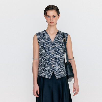 EENK WIVA Double-Belted Vest - Navy Multi