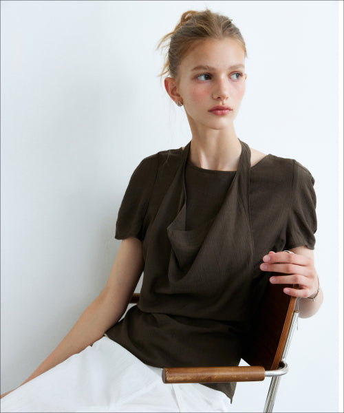 MIXXO MIXXO Cowl Neck Layered Blouse