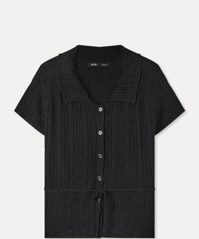 MIXXO Cardigan Collar Neck String Short Sleeve